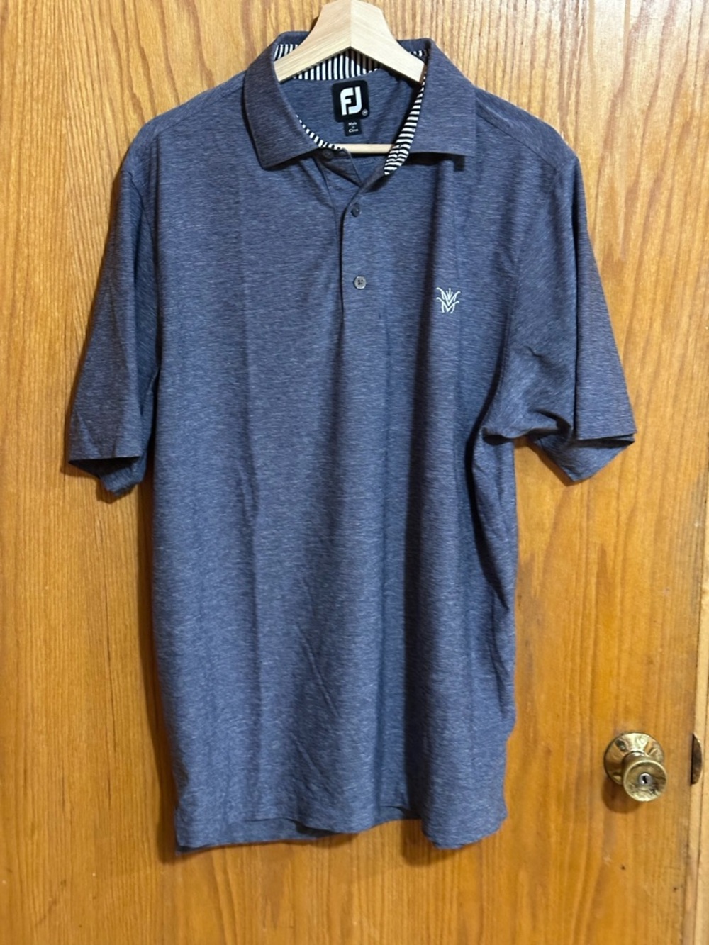 FootJoy Men's Heather Dark Blue Polo with Subtle Logo Sz medium